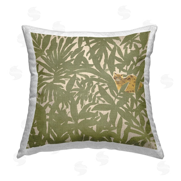 Stupell Industries June Erica Vess | Hiding Cheetah Palm Plants Printed Throw Pillow