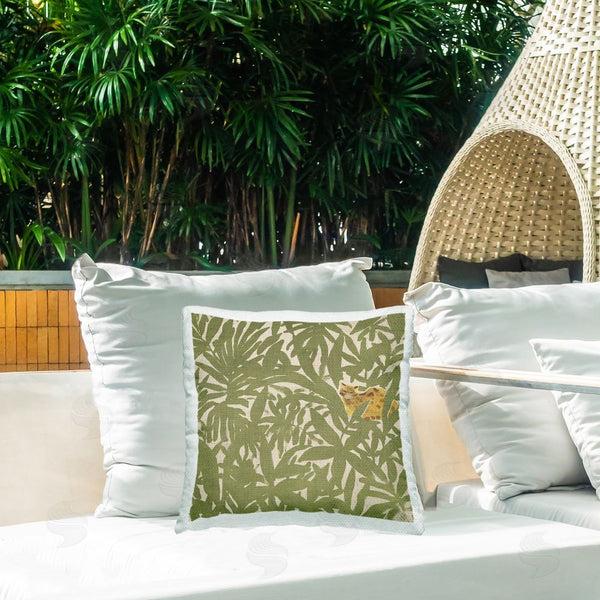 Stupell Industries June Erica Vess | Hiding Cheetah Palm Plants Printed Throw Pillow