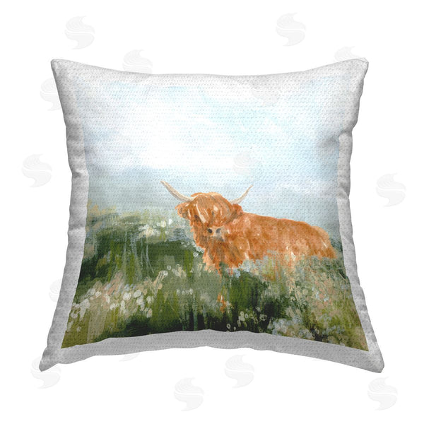 Stupell Industries June Erica Vess | Highland Cattle Abstraction Printed Throw Pillow