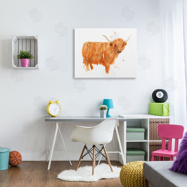 Stupell Industries June Erica Vess | Highland Cattle Whimsical Orange Farm Animal Yak Wall Art