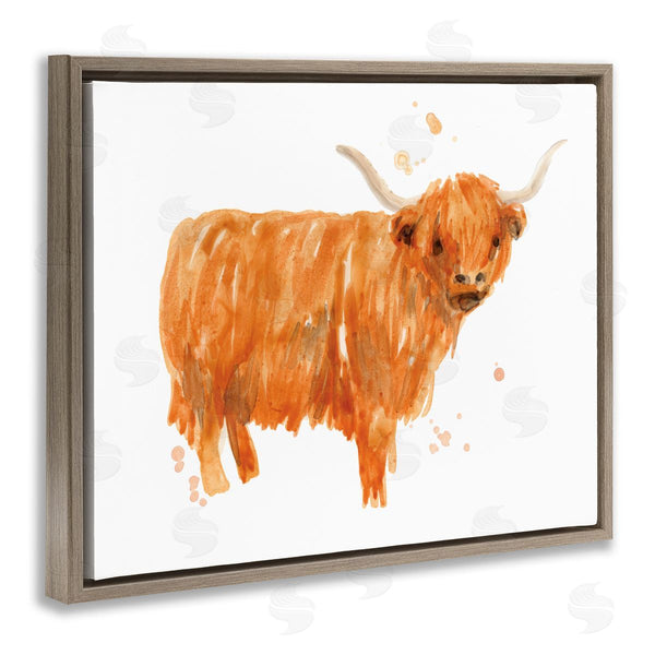 Stupell Industries June Erica Vess | Highland Cattle Whimsical Orange Farm Animal Yak Wall Art