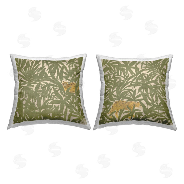 Stupell Industries June Erica Vess | Hunting Jungle Cat Printed Throw Pillow Set