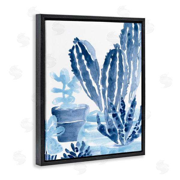 Stupell Industries June Erica Vess | Indigo Blue Potted Succulents Abstract Indoor Plant Watercolor Wall Art