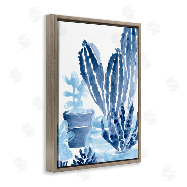 Stupell Industries June Erica Vess | Indigo Blue Potted Succulents Abstract Indoor Plant Watercolor Wall Art