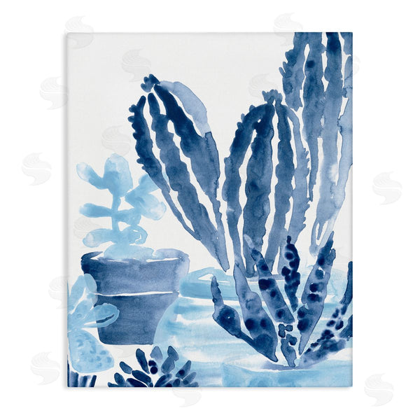 stupell industries June Erica Vess | Indigo Blue Potted Succulents Abstract Indoor Plant Watercolor Wall Art