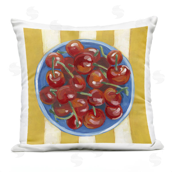 Stupell Industries June Erica Vess | Juicy Cherries On Stripes Printed Throw Pillow