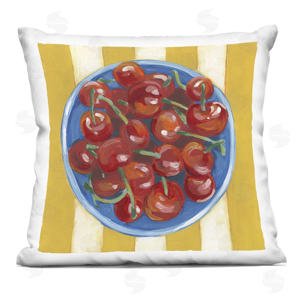 stupell industries June Erica Vess | Juicy Cherries on Stripes Printed Throw Pillow
