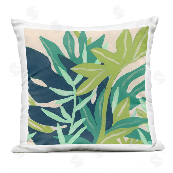 Stupell Industries June Erica Vess | Layered Abstract Leaves Varied Green Shapes Printed Throw Pillow