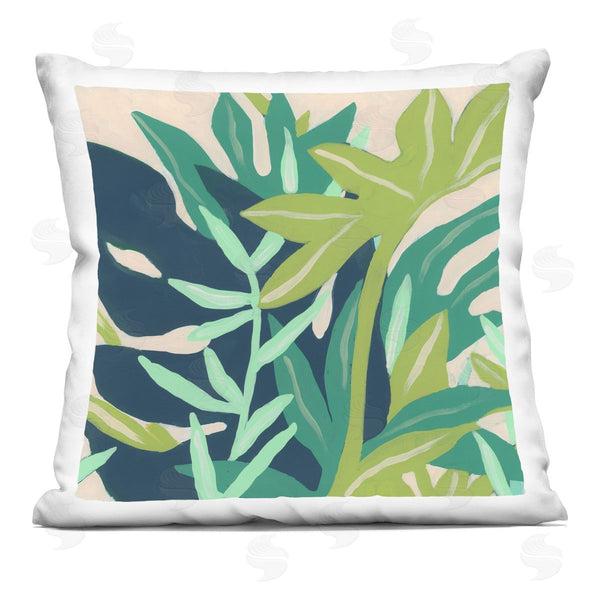 stupell industries June Erica Vess | Layered Abstract Leaves Varied Green Shapes Printed Throw Pillow
