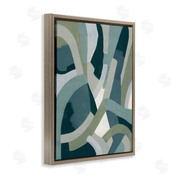 Stupell Industries June Erica Vess | Layered Curved Shapes Abstract Green Limestone