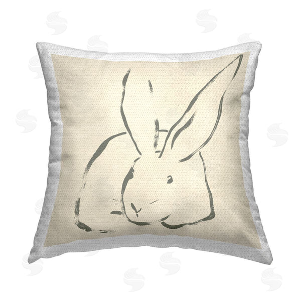 Stupell Industries June Erica Vess | Minimal Bunny Outline Printed Throw Pillow