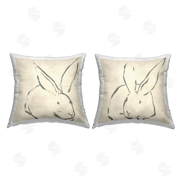 Stupell Industries June Erica Vess | Minimalist Resting Rabbit Line Drawing Printed Throw Pillow Set