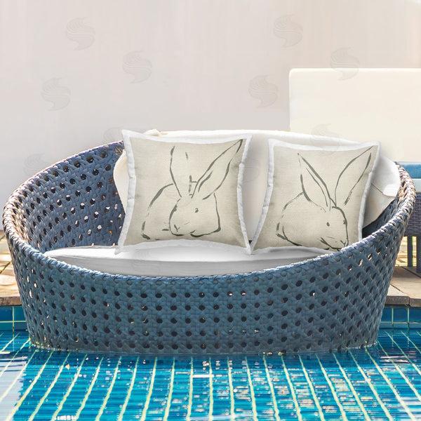 Stupell Industries June Erica Vess | Minimalist Resting Rabbit Line Drawing Printed Throw Pillow Set