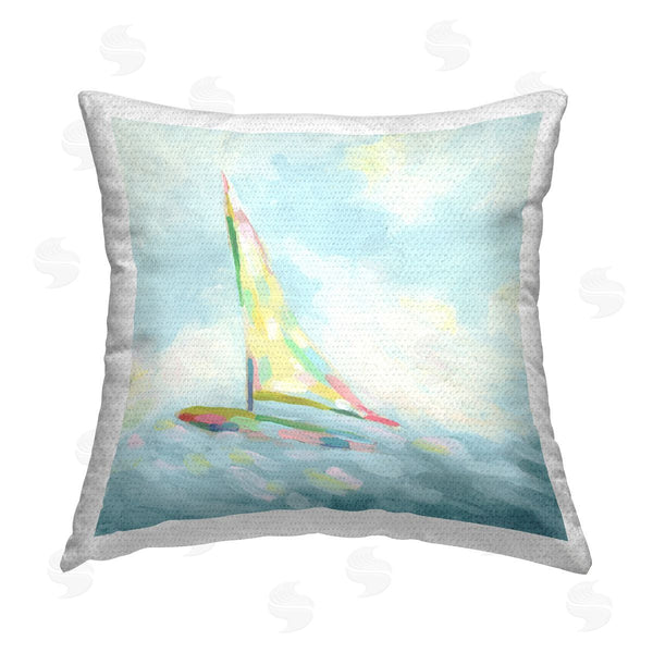 Stupell Industries June Erica Vess | Modern Flowing Sailboat Printed Throw Pillow