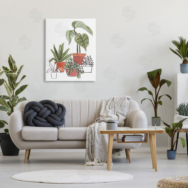 Stupell Industries June Erica Vess | Modern Indoor Plant Still Life Abstract Green Palms Wall Art