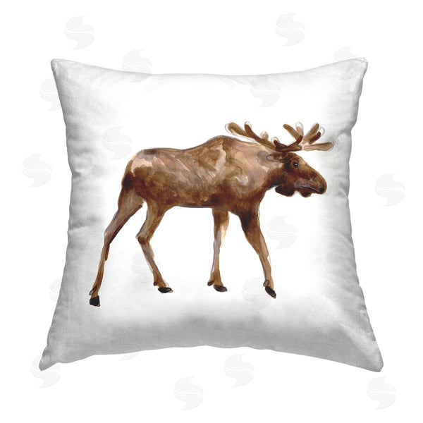 stupell industries June Erica Vess | Modern Moose on White Printed Throw Pillow