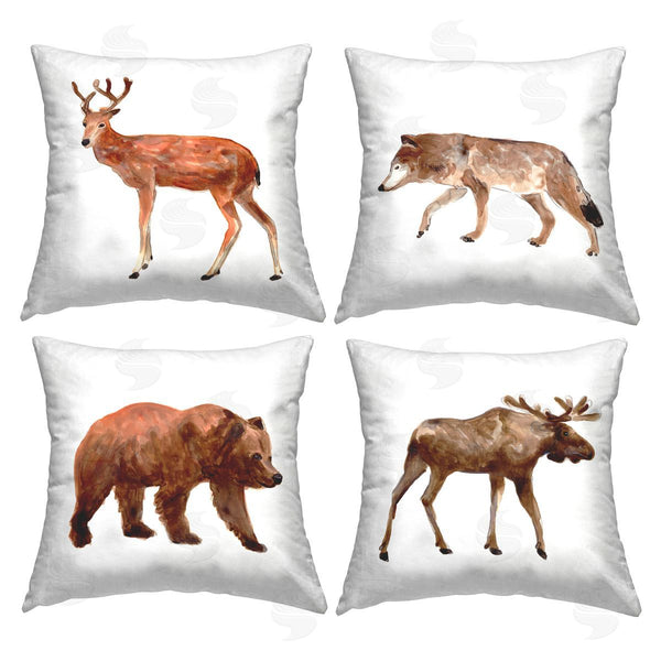stupell industries June Erica Vess | Modern Woodland Animals Printed Throw Pillow Set