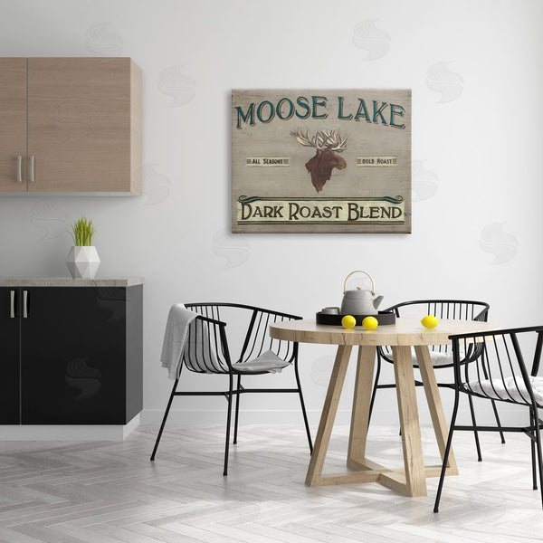 Stupell Industries June Erica Vess | Moose Lake Dark Roast Coffee Blend Sign Vintage Animal Wall Art