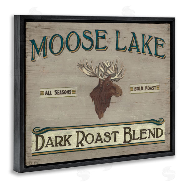 Stupell Industries June Erica Vess | Moose Lake Dark Roast Coffee Blend Sign Vintage Animal Wall Art