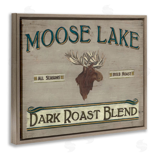 Stupell Industries June Erica Vess | Moose Lake Dark Roast Coffee Blend Sign Vintage Animal Wall Art