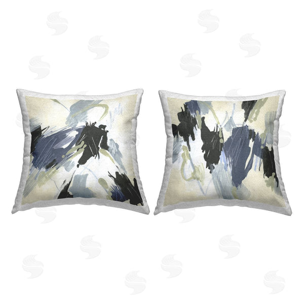 Stupell Industries June Erica Vess | Muted Blue Green Abstract Patches Printed Throw Pillow Set