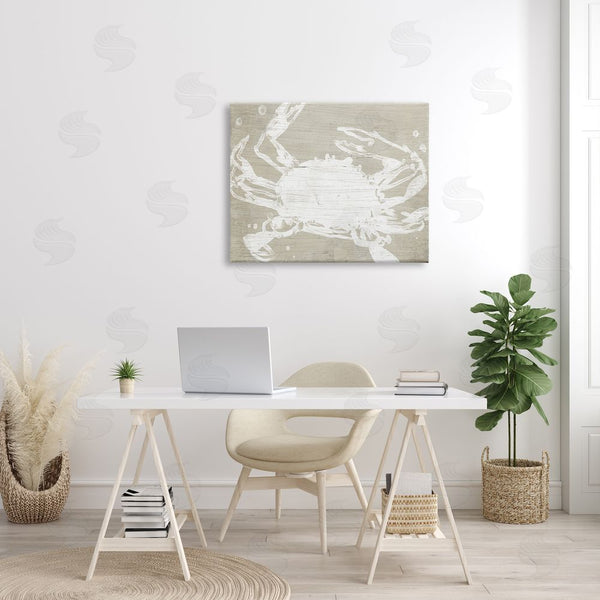 Stupell Industries June Erica Vess | Muted Ocean Crab Rustic Crustacean Grain Pattern Wall Art