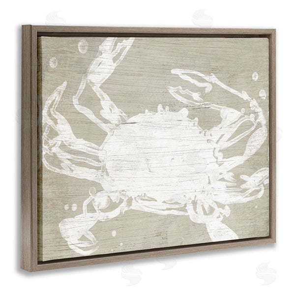 Stupell Industries June Erica Vess | Muted Ocean Crab Rustic Crustacean Grain Pattern Wall Art
