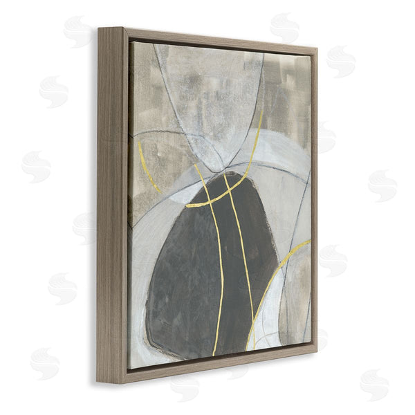 Stupell Industries June Erica Vess | Neutral Circular Line Abstraction Soft Layered Stones Wall Art