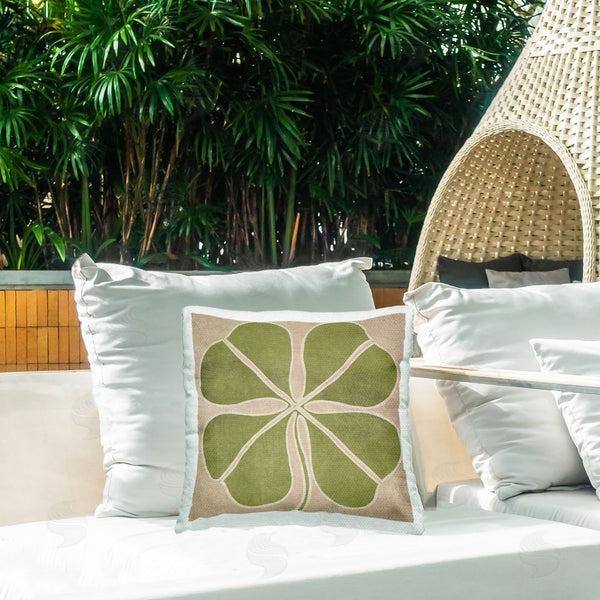 Stupell Industries June Erica Vess | Neutral Symmetrical Clover Printed Throw Pillow