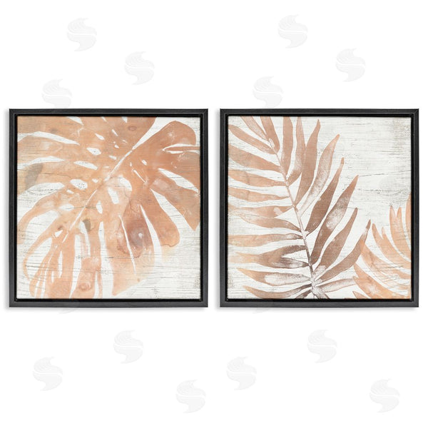 Stupell Industries June Erica Vess | Orange Palm Leaves Over Distressed Pattern Wall Art