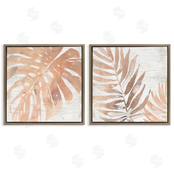 Stupell Industries June Erica Vess | Orange Palm Leaves Over Distressed Pattern Wall Art