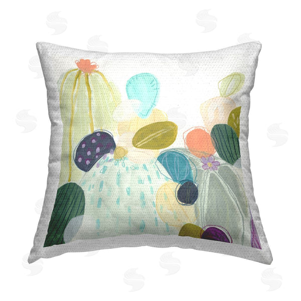 Stupell Industries June Erica Vess | Pastel Desert Cactus Plants Printed Throw Pillow