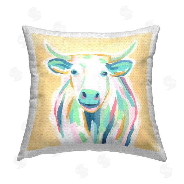 Stupell Industries June Erica Vess | Pastel Rural Cattle Printed Throw Pillow