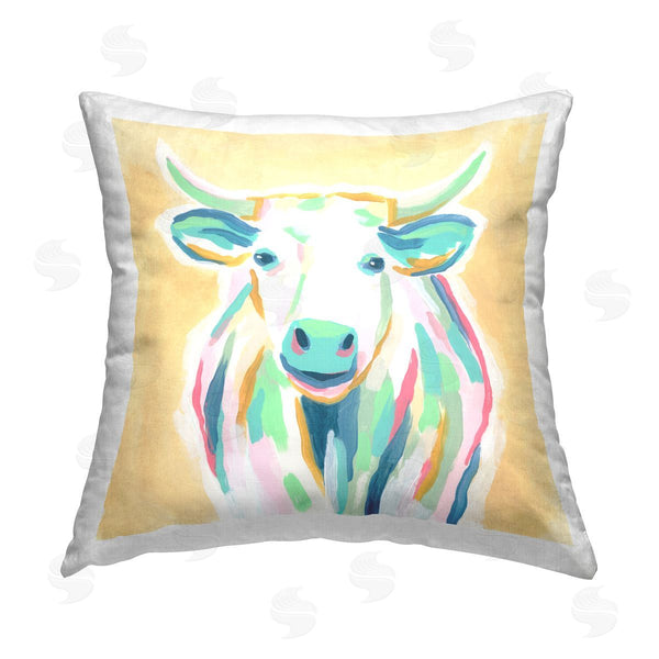 stupell industries June Erica Vess | Pastel Rural Cattle Printed Throw Pillow
