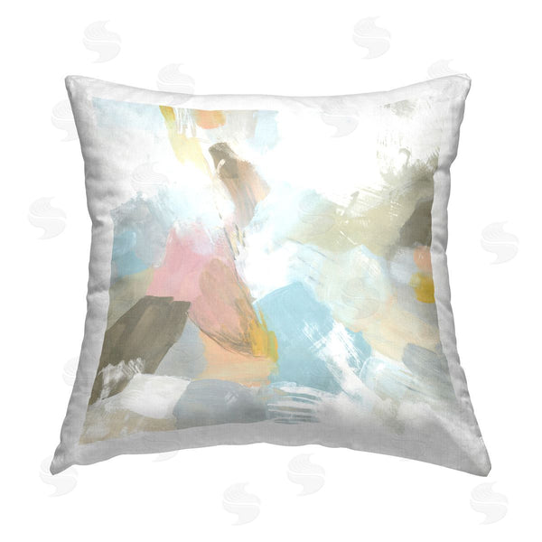 stupell industries June Erica Vess | Pastel Streaks on White Printed Throw Pillow