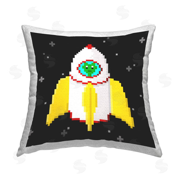 Stupell Industries June Erica Vess | Pixel Alien In Space Printed Throw Pillow