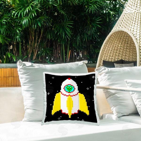 Stupell Industries June Erica Vess | Pixel Alien In Space Printed Throw Pillow