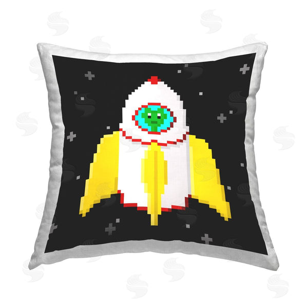 stupell industries June Erica Vess | Pixel Alien in Space Printed Throw Pillow