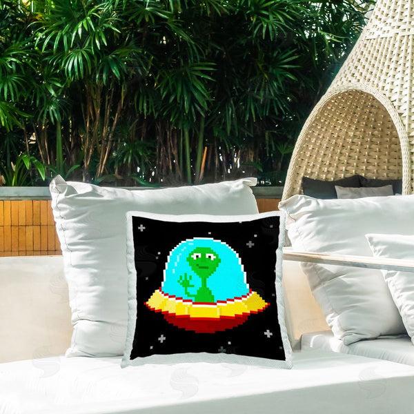 Stupell Industries June Erica Vess | Pixel Alien Spaceship Printed Throw Pillow