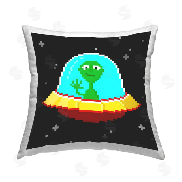 stupell industries June Erica Vess | Pixel Alien Spaceship Printed Throw Pillow