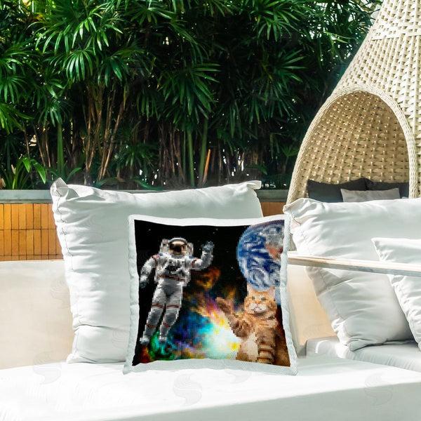 Stupell Industries June Erica Vess | Pixel Cat In Space Printed Throw Pillow