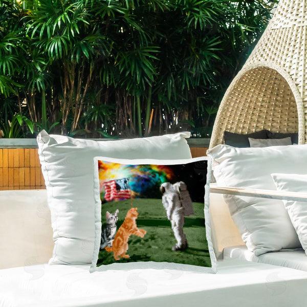 Stupell Industries June Erica Vess | Pixel Cats & Astronaut Printed Throw Pillow