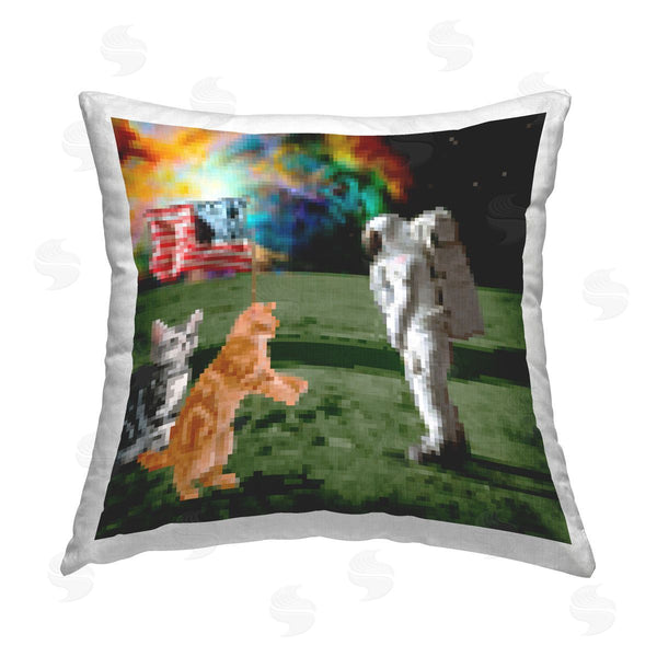 stupell industries June Erica Vess | Pixel Cats & Astronaut Printed Throw Pillow