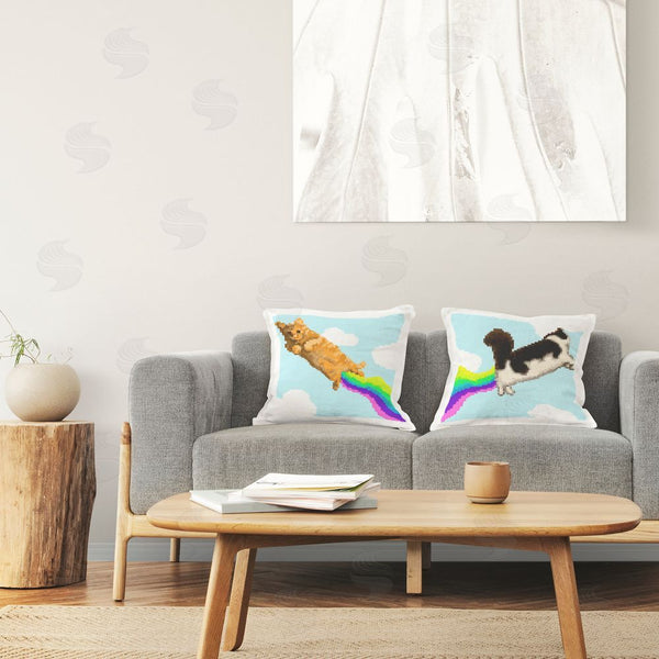 Stupell Industries June Erica Vess | Pixel Cats With Rainbows Printed Throw Pillow Set