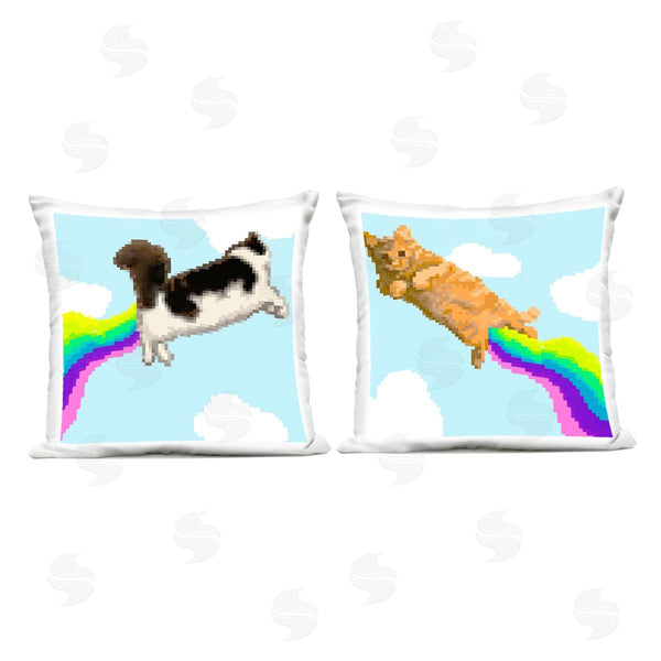 Stupell Industries June Erica Vess | Pixel Cats With Rainbows Printed Throw Pillow Set