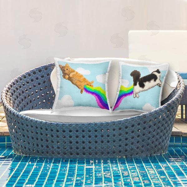 Stupell Industries June Erica Vess | Pixel Cats With Rainbows Printed Throw Pillow Set