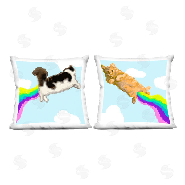 stupell industries June Erica Vess | Pixel Cats with Rainbows Printed Throw Pillow Set