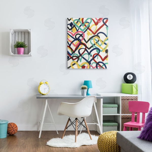 Stupell Industries June Erica Vess | Playful Heart Shapes Graffiti Collage Over White Wall Art