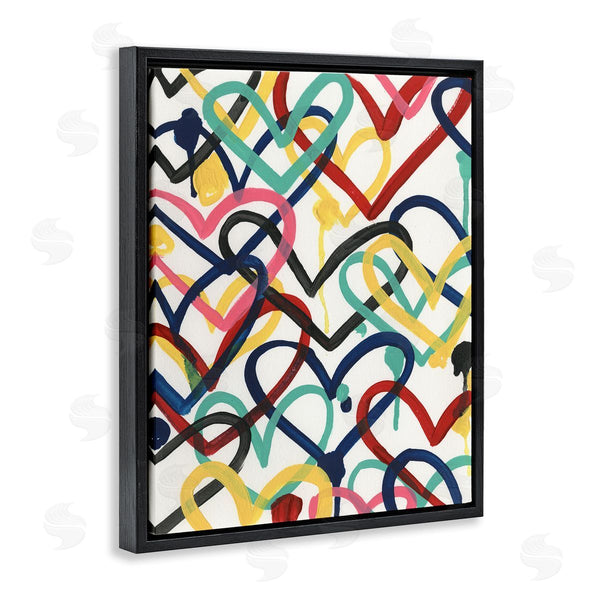 Stupell Industries June Erica Vess | Playful Heart Shapes Graffiti Collage Over White Wall Art