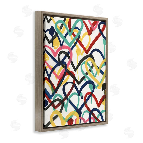Stupell Industries June Erica Vess | Playful Heart Shapes Graffiti Collage Over White Wall Art